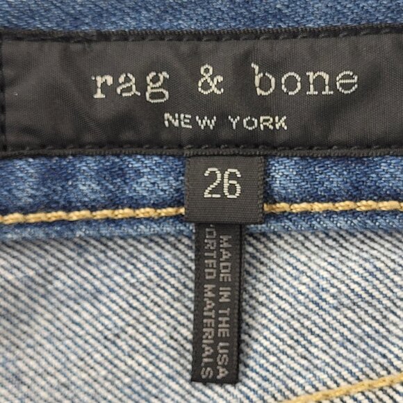 Rag & Bone Woman’s Blue medium wash high waisted skinny jeans size 26 raw hem - Picture 9 of 12